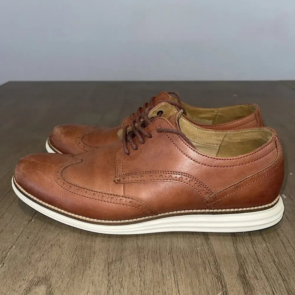 Cole Haan Mens Size 12M OriginalGrand Wingtip Oxfords Brown Leather C26471